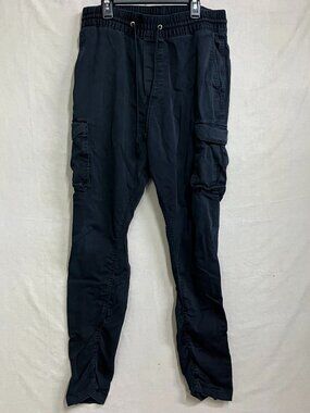 Clockhouse Cargo Pants Women's 32 Black Drawstring Utility Multi Pocket Trousers